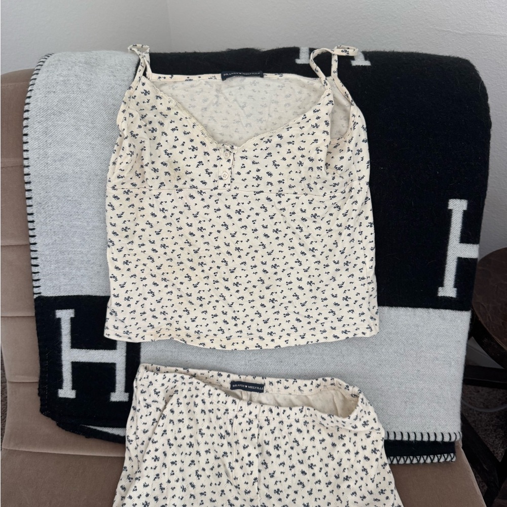 Brandy Melville PJ Set Ditsy Cream Floral